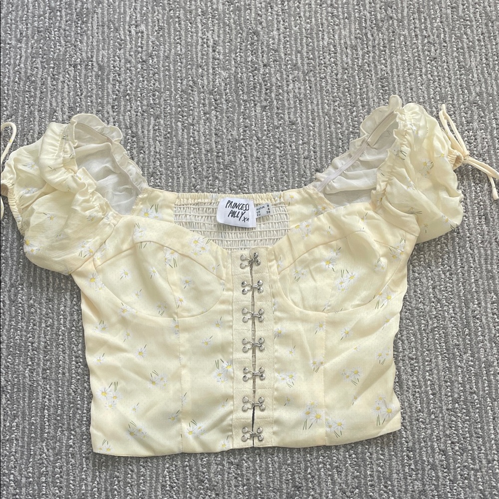 Princess Polly Butter Yellow Floral Blouse